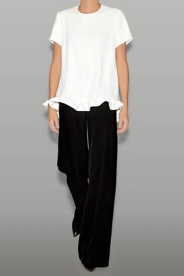 新品 定価6万円✨ヨーコチャン ハーフスリーブ フリルブラウス 白 kindal_8032000899355