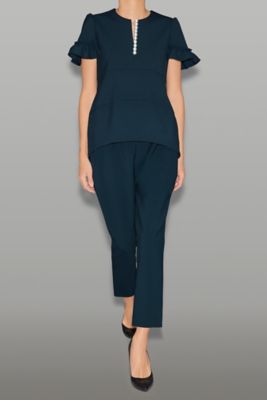 ギャザースリーブパールスリットラインブラウス YCB―625―494