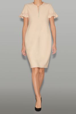 ギャザースリーブパールスリットラインドレス YCD－625