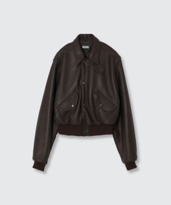 Lamb Leather Bomber Short Jacket
