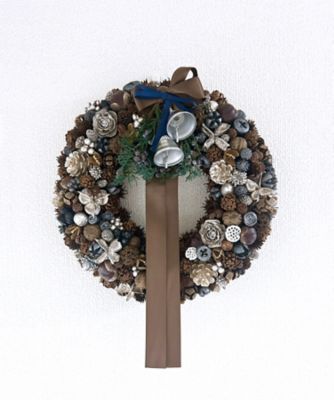 ＜Atelier Maison Deco＞＜ぶなの森ミュージアム＞木の実のリース（ブルー・ベル付）