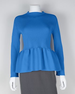 ☆【受注生産】長袖ペプラムプルオーバー セレスト | Haut