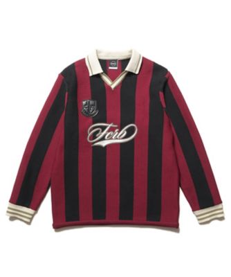 F.C.Real Bristol/エフシーレアルブリストル ニット STRIPE KNIT SHIRT FCRBー252086 BURGUNDY トップス【三越伊勢丹/公式】