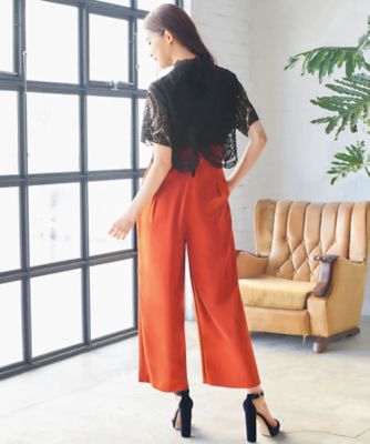 サークル柄レースセットアップ風パンツドレス