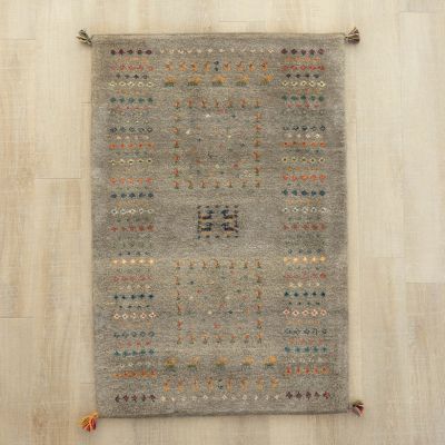 ★ペルシャ絨毯　手織りギャッベ　玄関マットＬサイズ