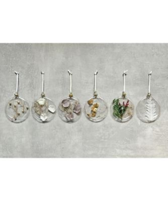 ＜PACOS＞【クリスマスおまとめ】ボタニカルチャイムオーナメント（グレーホワイト）６点セット