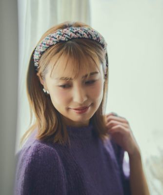 ２５ｍｍ幅　リントンツイードカチュ―シャ　ピンク　アリスバンド