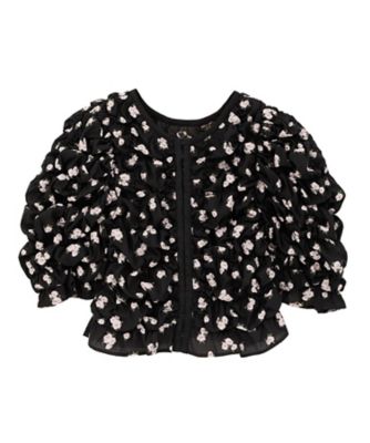 トップス W FACE FLOWER JACQUARD SHIRRING TOPS MINAMI TANAKA×CLANE w FACE FLOWER