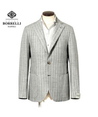 Luigi Borrelli (Men)/ルイジ ボレッリ リネンウールサマーツイードストライプ3B段返りシングルジャケット「PROCIDA」