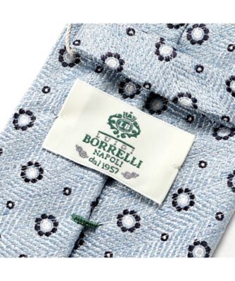 シルクリネンヘリンボーン小花柄ネクタイ「４５８０３７」