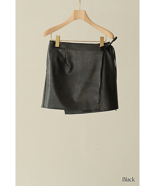 ＜三越伊勢丹/公式＞ Vegan Leather Wrap Mini Skirt Black ミニスカート