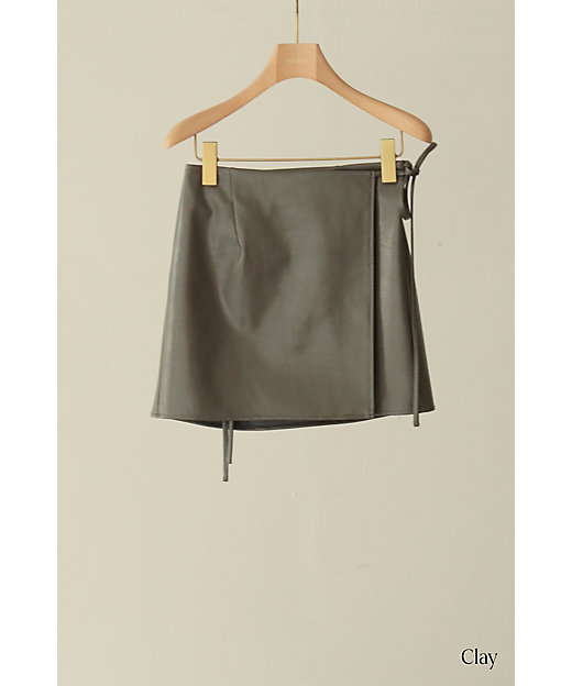 ＜三越伊勢丹/公式＞ Vegan Leather Wrap Mini Skirt Clay ミニスカート