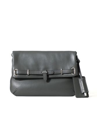 PELLE MORBIDAグレー レザー ショルダーバッグ PELLE MORBIDA（ペッレ モルビダ） 【ケアセット＋安心の3年保証付