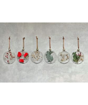 ＜PACOS＞【クリスマスおまとめ】ボタニカルチャイムオーナメント（レッドグリーン）６点セット