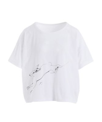 ＜Y’s (Women)＞ＣＯＴＴＯＮ　ＪＥＲＳＥＹ　ＡＮＩＭＡＬ　ＰＲＩＮＴ　ＣＲＯＰＰＥＤ　ＨＡＬＦ　ＳＬＥＥＶＥ　Ｔ　ＹＭーＴ０２ー６７０
