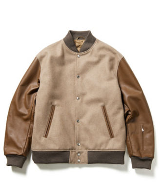 ジャケット LEATHER SLEEVE VARSITY JACKET 