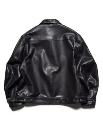 ブルゾン LEATHER TRUCKER JACKET SPNTー