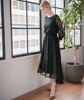 三越・伊勢丹オンラインストア<GIRL>【結婚式・お呼ばれ対応ワンピースドレス】フラワーレースミモレ丈イレヘムパーティドレス(to-369)(クローバー)☞