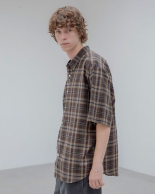 シャツ ＬＩＮＥＮ ＣＨＥＣＫ Ｓ／Ｓ ＳＨＩＲＴ ＵＥ