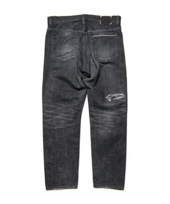 uniform experiment ブラックデニム パンツ DAMAGED DENIM TAPEREDーFIT