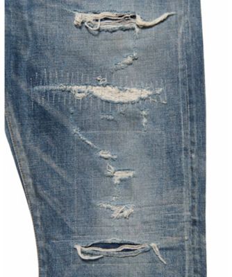 パンツ DAMAGED DENIM TAPEREDーFIT JEANS