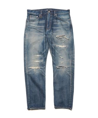 パンツ DAMAGED DENIM TAPEREDーFIT