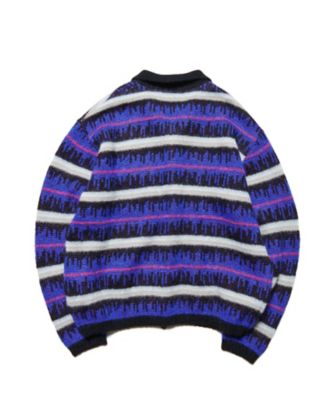 ニット MOHAIR BORDER KNIT BLOUSON UEー