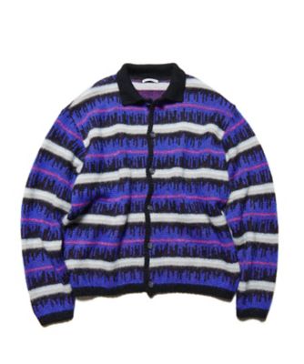 ニット MOHAIR BORDER KNIT BLOUSON UEー