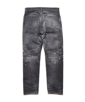 ジーンズ DAMAGED TAPEREDーFIT JEANS UEー