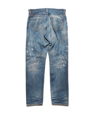 ジーンズ DAMAGED TAPEREDーFIT JEANS UEー