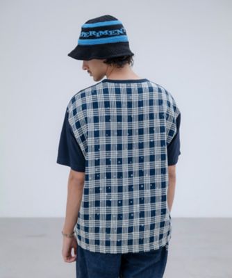 Tシャツ STAR PRINT CHECK PANELED WIDE