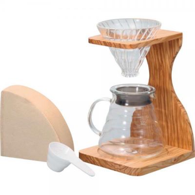 ＜HARIO＞Ｖ６０オリーブウッドスタンドセット