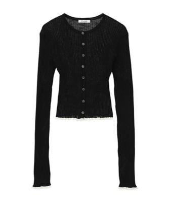CONTRAST TRIM SHEER KNIT CARDIGAN