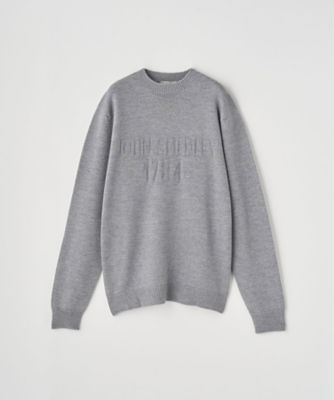 JSロゴインターシャ クルーネック長袖ニットプルオーバー 7G