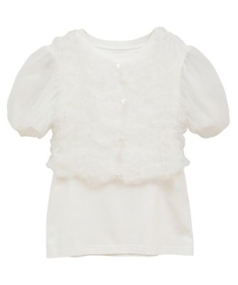 CLANE] クラネ TULLE VEST LAYERED TOPS(WHITE)