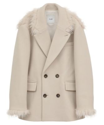 ＜CLANE (Women)＞【送料無料】ＦＡＫＥ　ＦＵＲ　ＤＯＣＫＩＮＧ　ＯＶＥＲ　ＣＯＡＴ　１９１０１ー０１４２