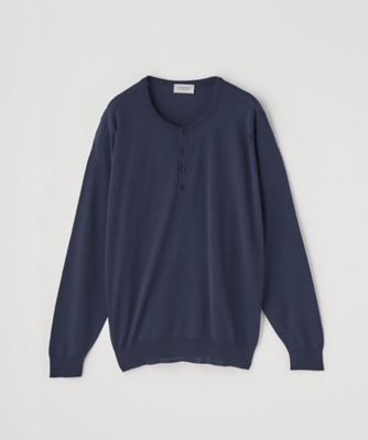 新品　john smedley マルチボーダー長袖ニットプルオーバー 30G ヘンリーネック長袖ニットプルオーバー 30G MODERN FIT
