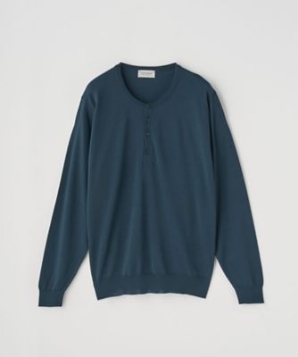 ＜JOHN SMEDLEY (Men)＞ヘンリーネック長袖ニットプルオーバー　３０Ｇ　ＭＯＤＥＲＮ　ＦＩＴ　Ａ４７８６