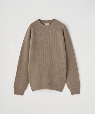 カシミヤ混 クルーネック長袖ニットプルオーバー 7G OXNARD