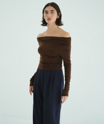 ＜CLANE (Women)＞ＤＲＡＰＥＤ　ＯＦＦ　ＳＨＯＵＬＤＥＲ　ＳＯＦＴ　ＣＵＴ　ＴＯＰＳ　１０１０５ー１０８３