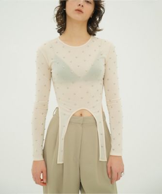 ＜CLANE (Women)＞ＳＴＵＤＤＥＤ　ＢＩＪＯＵ　ＳＨＥＥＲ　ＴＯＰＳ　１０１０５ー１０９３