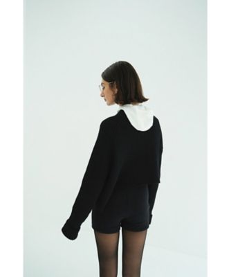 ASYMMETRY WIDE SHORT KNIT TOPS