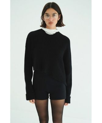 ASYMMETRY WIDE SHORT KNIT TOPS