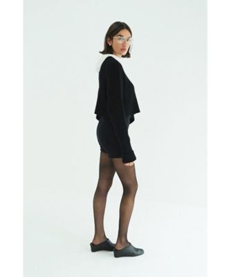 ASYMMETRY WIDE SHORT KNIT TOPS