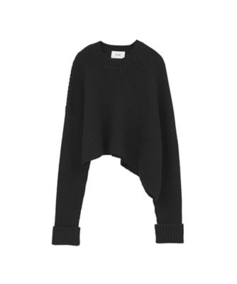 ASYMMETRY WIDE SHORT KNIT TOPS