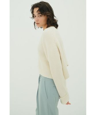ASYMMETRY WIDE SHORT KNIT TOPS