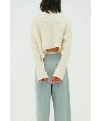 ASYMMETRY WIDE SHORT KNIT TOPS