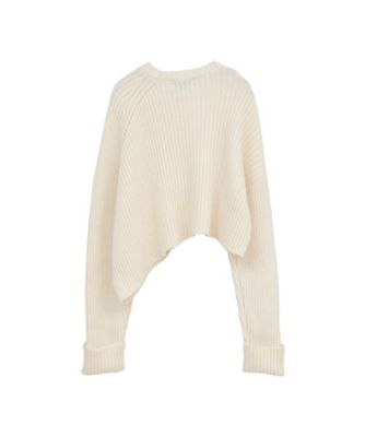 ASYMMETRY WIDE SHORT KNIT TOPS