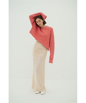 ASYMMETRY WIDE SHORT KNIT TOPS