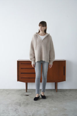 ANGORA OVER KNIT HOODIE ブラック クラネ トップス ニット/セーター